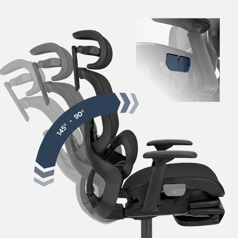 Ergonomic chair with footrest Expert 9.3 Black