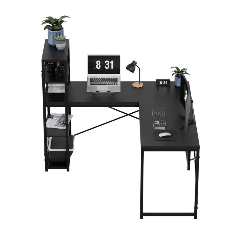 Corner desk with shelves Leader 5.9 Black 145 cm