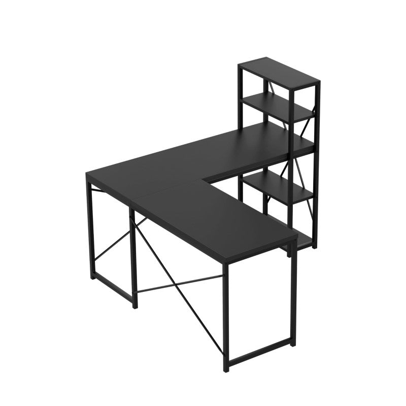 Corner desk with shelves Leader 5.9 Black 145 cm