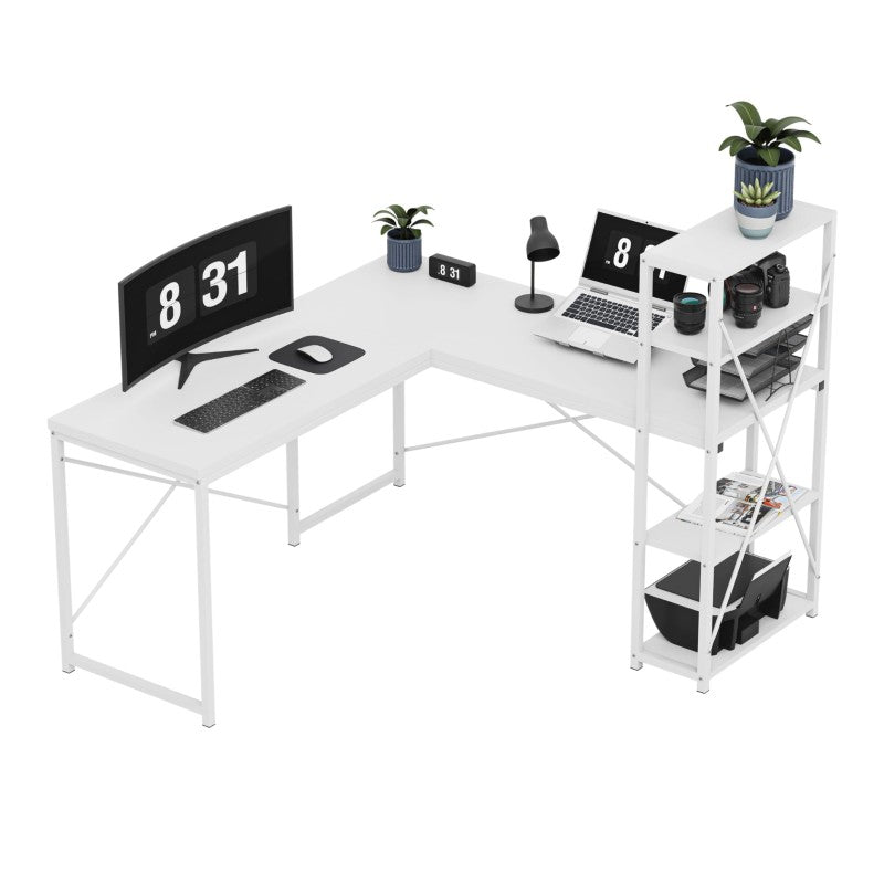 Corner desk with shelves Leader 5.9 White 145 cm