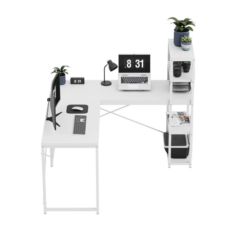 Corner desk with shelves Leader 5.9 White 145 cm