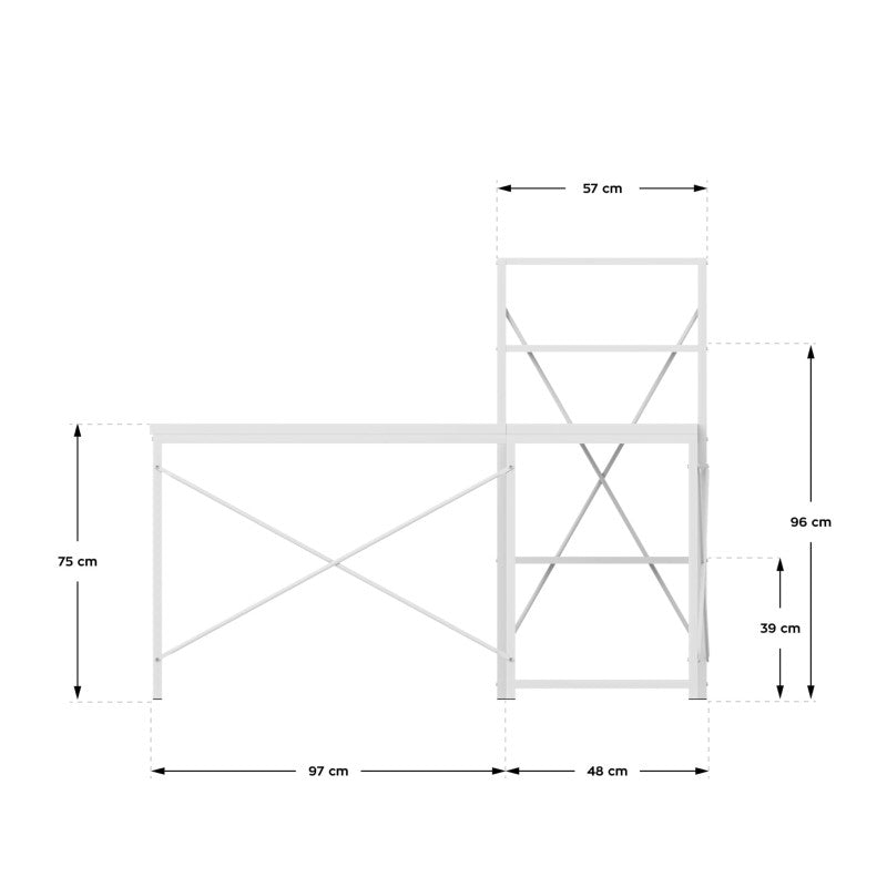 Corner desk with shelves Leader 5.9 White 145 cm