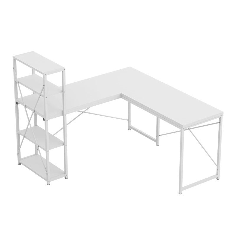 Corner desk with shelves Leader 5.9 White 145 cm