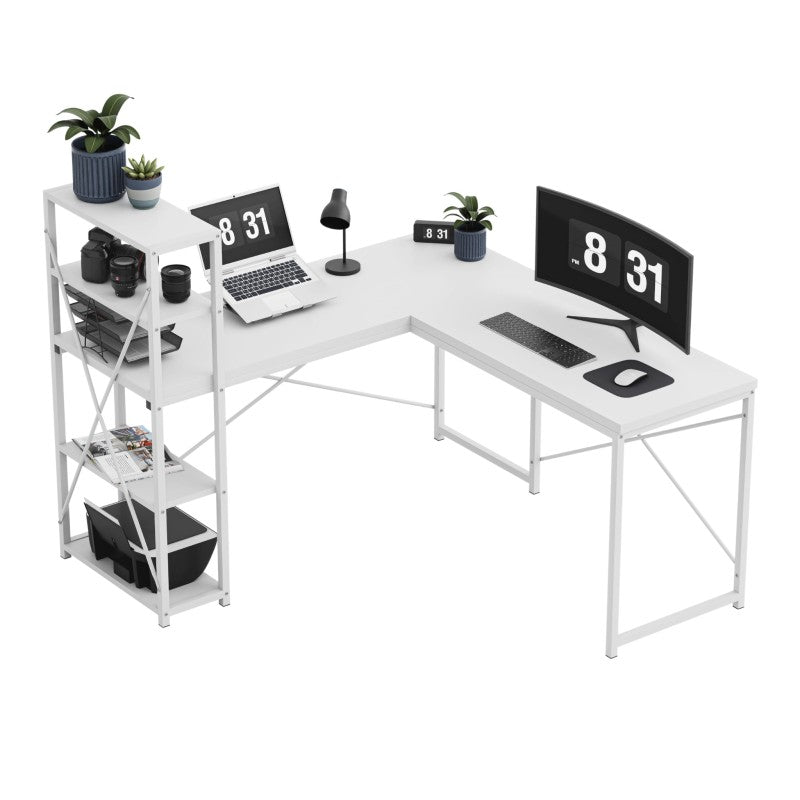 Corner desk with shelves Leader 5.9 White 145 cm