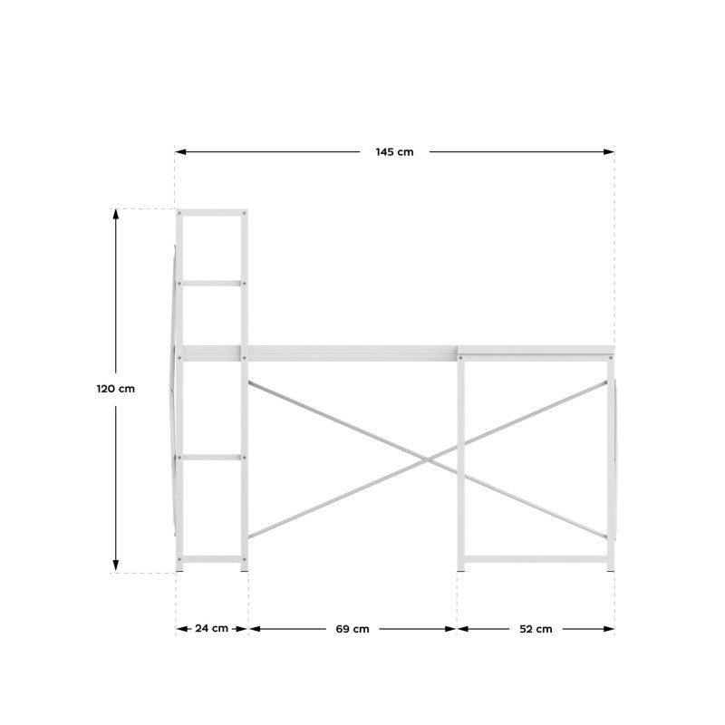Corner desk with shelves Leader 5.9 White 145 cm