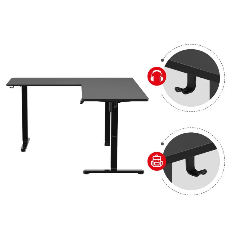 Hero 9.5 Black 160 cm electric corner gaming desk