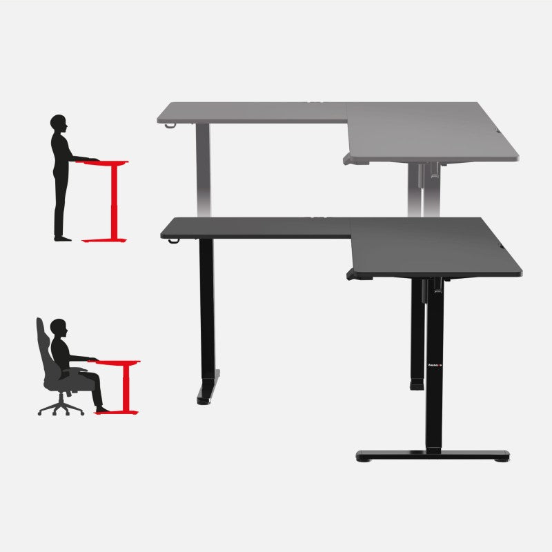 Hero 9.5 Black 160 cm electric corner gaming desk