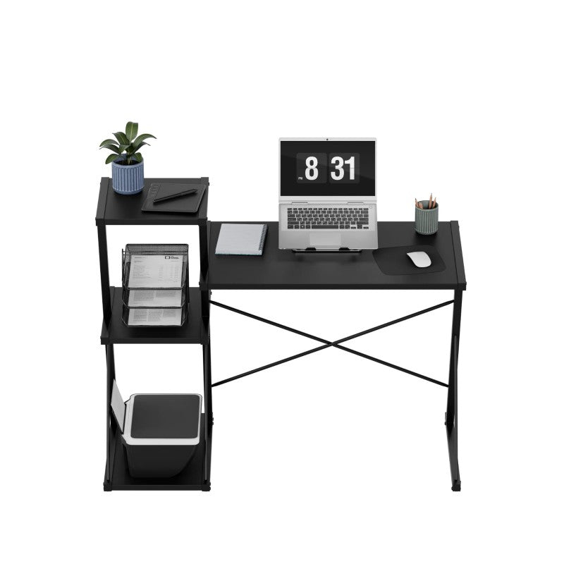Leader 3.5 Black 116 cm desk with shelves