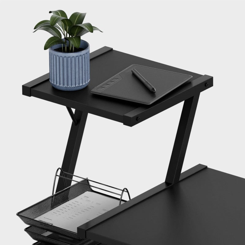 Leader 3.5 Black 116 cm desk with shelves