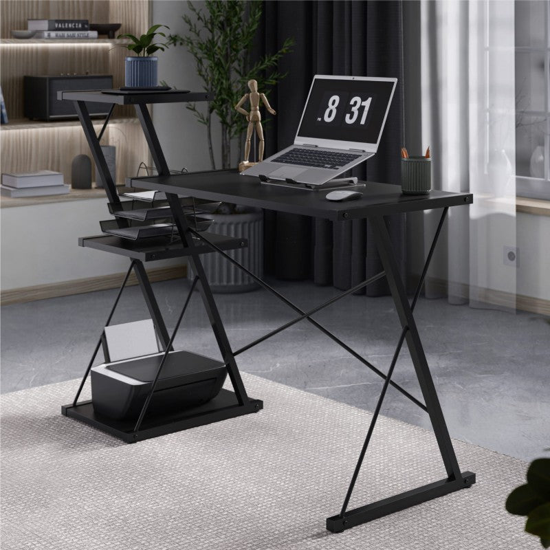 Leader 3.5 Black 116 cm desk with shelves