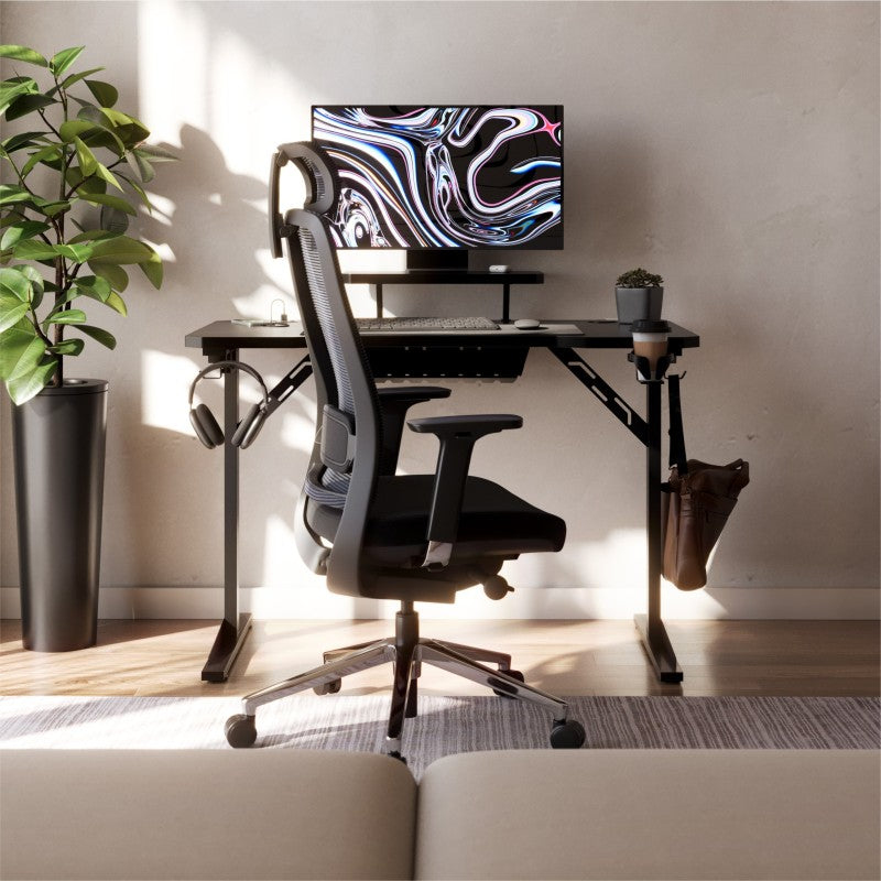 Leader 5.1 Black 115 cm computer desk with shelf