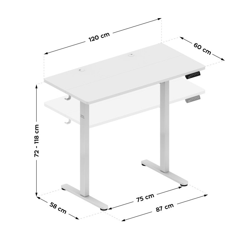 Leader 6.9 White 120 cm electric desk
