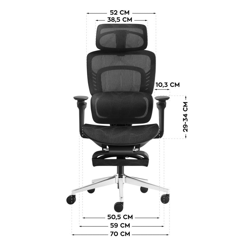 Office chair with massage Visioner 8.3 Black